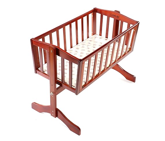 Luvlap C-10 Baby Wooden Cot, Baby Cradle, Baby Crib, with Mosquito Net, EN Certified Furniture Suitable for New Born 