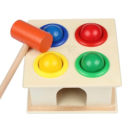 Wooden Hammer Ball Knock Pounding Bench with Box 