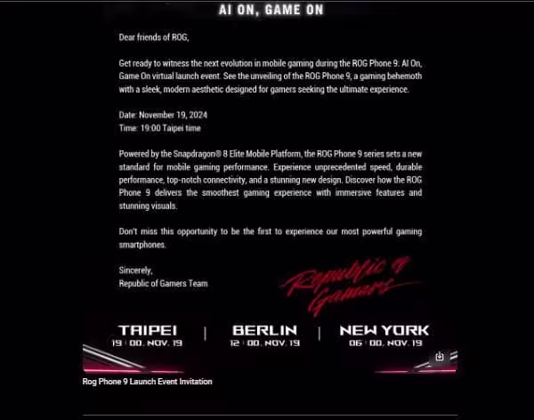 ASUS ROG 9 Ultra gaming phone